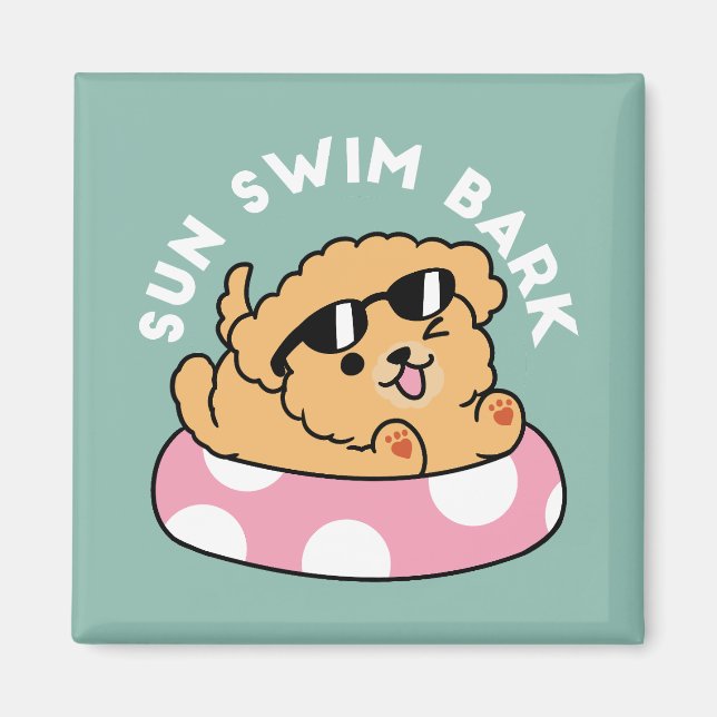 Aimant Vibes d'été Chien - Chiot flottant avec lunettes d (Devant)