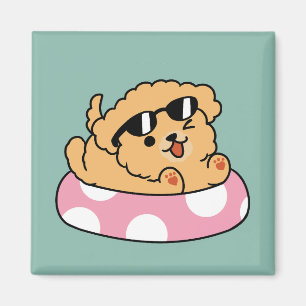 Aimant Vibes d'été Chien - Chiot flottant avec lunettes d