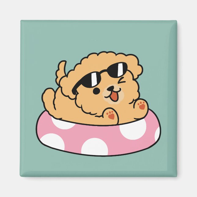 Aimant Vibes d'été Chien - Chiot flottant avec lunettes d (Devant)