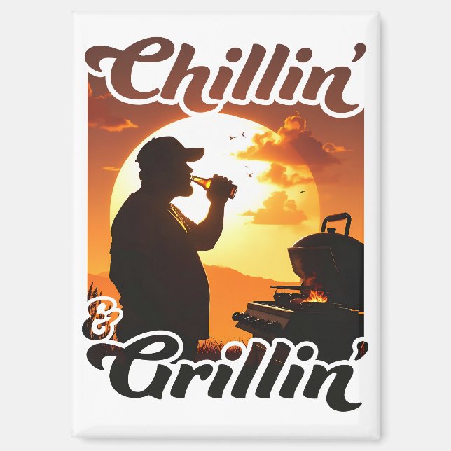 Aimant Vibes d'été Chillin' & Grillin' Silhouette (Recto)