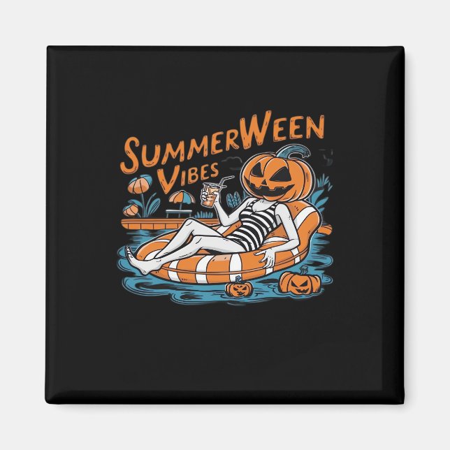Aimant Vibes D'Été Pour Été Éffrayant, Cadeau D'Halloween (Devant)