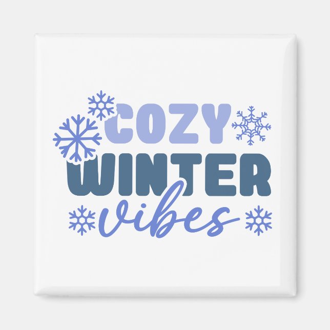 Aimant Vibes d'hiver confortables - Typographie du flocon (Devant)