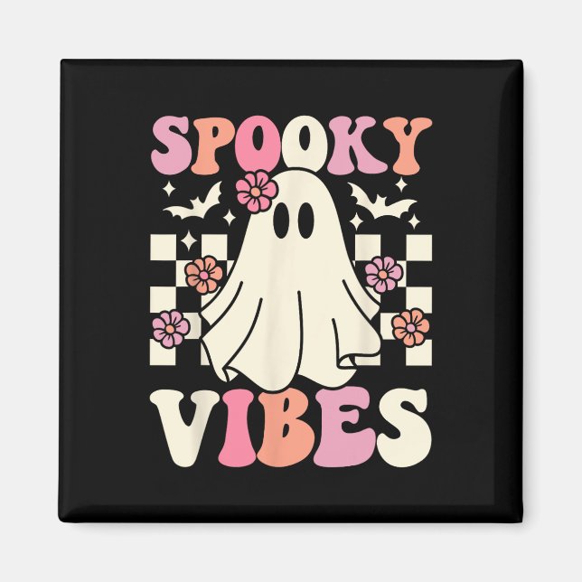 Aimant Vibes éffrayantes Halloween Ghost Costume Rétro Su (Devant)