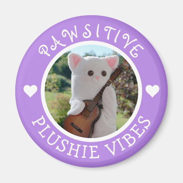 Aimant Vibes Plushie Pawsitive Violet Cute Kawaii Photo (Devant)