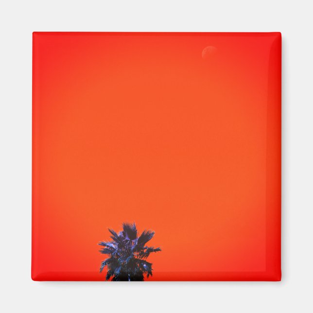 Aimant Vibes positives Minimalisme de la lune de palmiers (Devant)