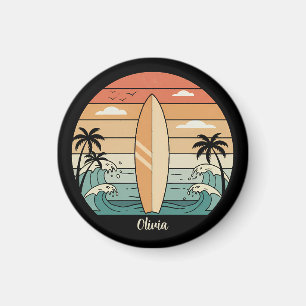 Aimant Vibes Surf Rétro - Planche de Surf et Vagues