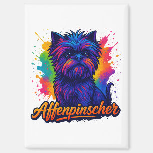Aimant Vibrant Affenpinscher Pop Art Portrait - Coloré