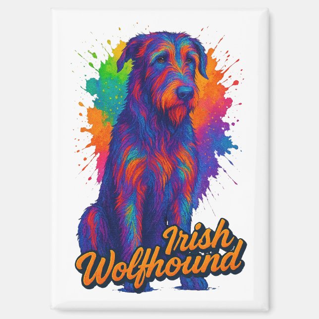 Aimant Vibrant Pop Art Irish Wolfhound Illustration (Recto)