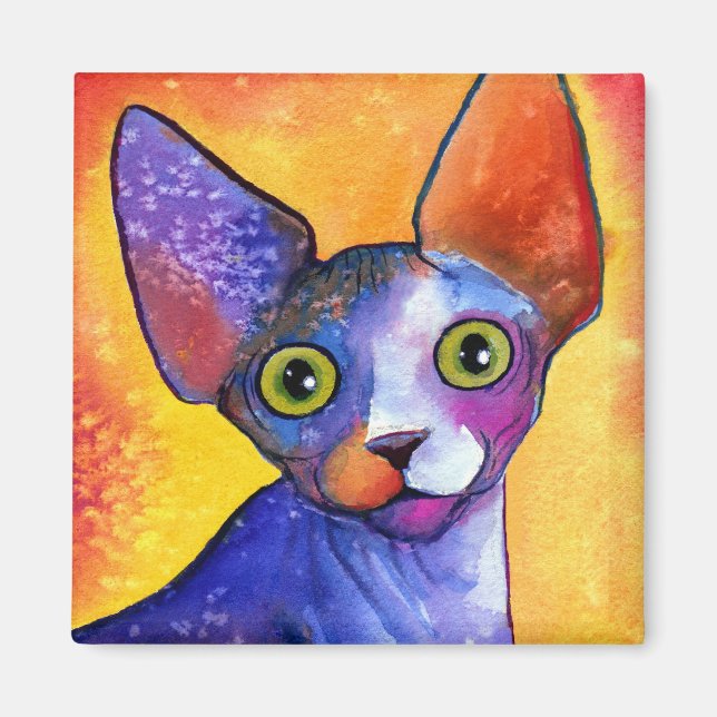 Aimant Vibrant sphynx cat 3 peinture (Devant)