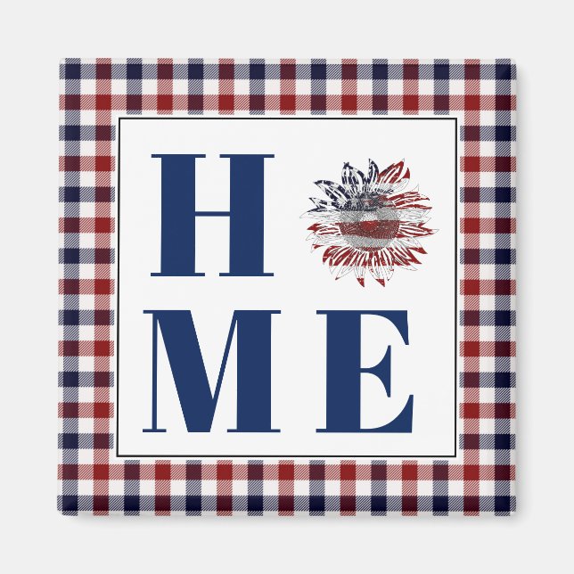 Aimant Vichy buffle tournesol "Maison" (Devant)