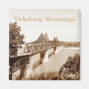 Aimant Vicksburg MS River Bridge Sepia Cuivre Tone