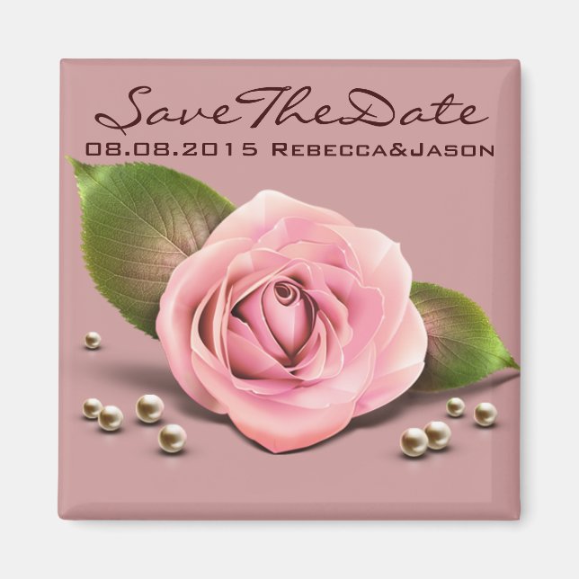 Aimant victorian dusty rose flower dusky pink wedding (Devant)