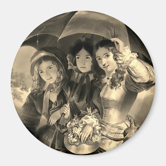 Aimant Victorian fille parapluie pluie victorienne femme  (Devant)