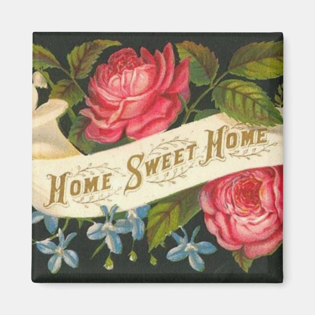 Aimant Victorian Home Sweet Home Roses (Devant)