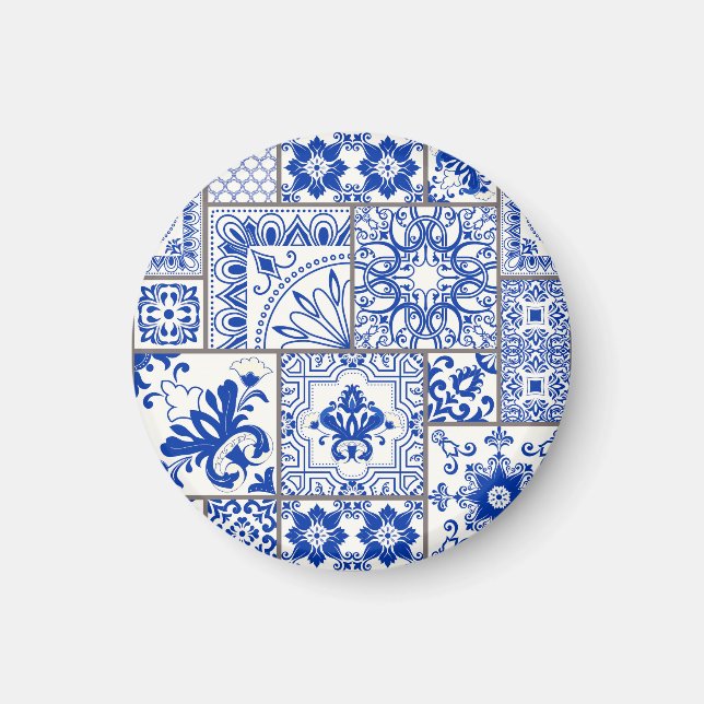 Aimant Victorian Majolica : Patchwork Tile Motif. (Devant)