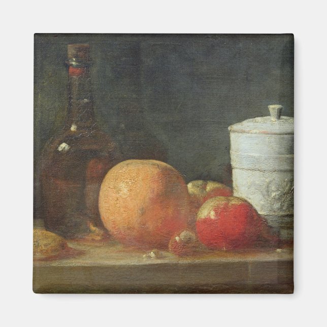 Aimant Vie morte avec Fruit et Bouteille de vin (Devant)