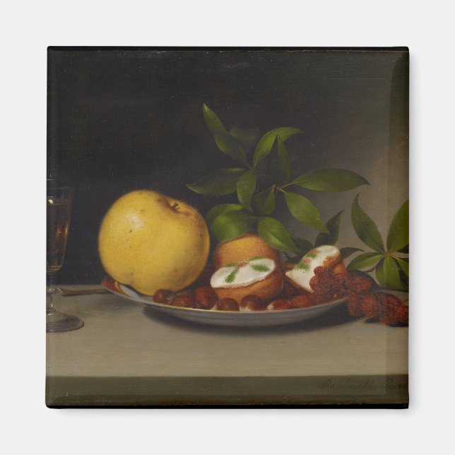 Aimant Vie morte avec fruits, gâteaux et vin, 1821 (Devant)