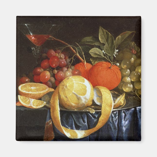 Aimant Vie morte de raisins, d'oranges et d'un citron pel (Devant)