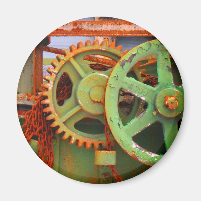 Aimant Vieille machinerie d'usine engrenages roues Vieux  (Devant)