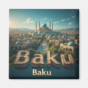 Aimant Vieille ville de Bakou avec une mosquée historique