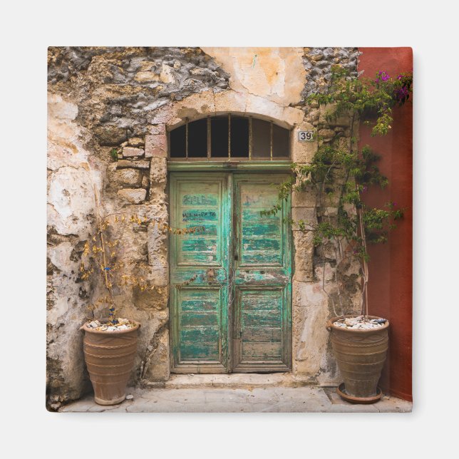 Aimant Vielle porte Turquoise en Crète, Grèce (Devant)
