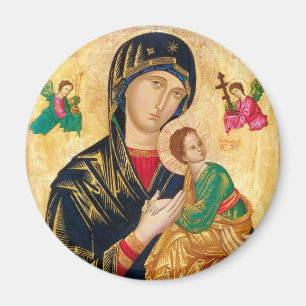 Aimant Vierge byzantine Marie et icône enfant Noël