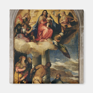 Aimant Vierge et enfant avec des musiciens et des saints