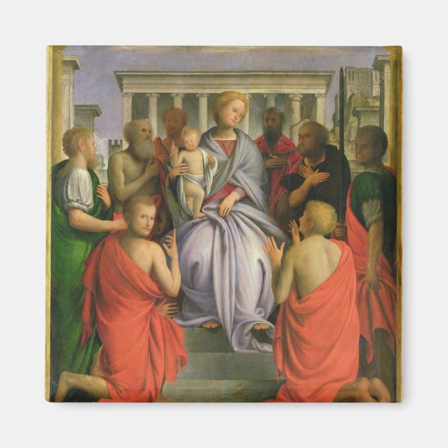 Aimant Vierge et enfant avec huit saints, 1520 (temper (Devant)