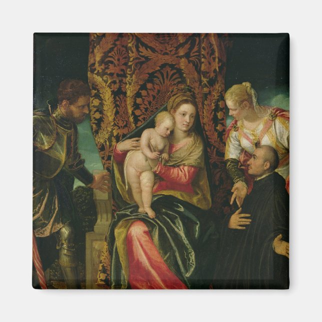 Aimant Vierge et enfant avec un moine bénédictin (Devant)