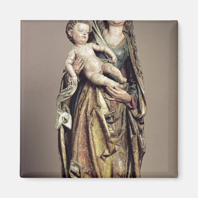 Aimant Vierge et Enfant, Sculpture en bois (Devant)
