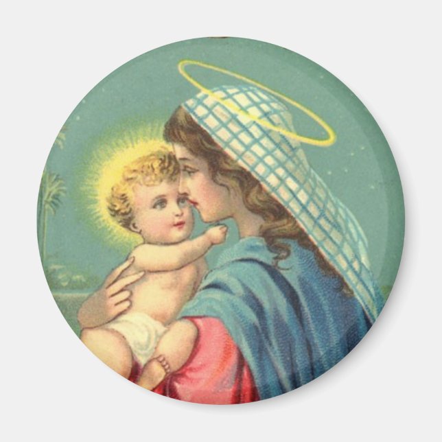 Aimant Vierge Marie et bébé Jésus | Religieux chrétien (Devant)