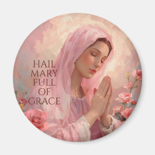 Aimant Vierge Marie rose catholique