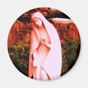 Aimant Vierge Marie rouge altérée
