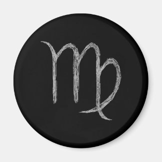 Aimant Vierge. Panneau astrologie zodiaque. Noir.