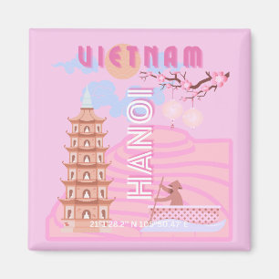 Aimant Vietnam Travel Art, rose