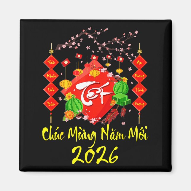 Aimant Vietnamese Lunar New Year 2026 Tet Viet Chuc Mung  (Devant)