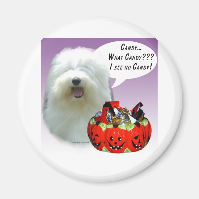 Aimant Vieux anglais Cheepdog Halloween Candy (Devant)
