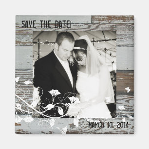 Aimant Vieux bois photo Enregistrer l'aimant de date