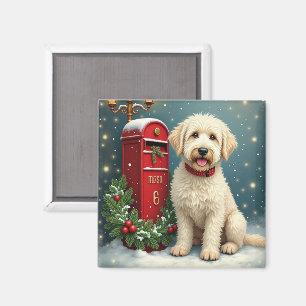 Aimant Vieux chien de berger anglais Carte de Noël vintag