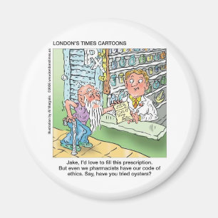 Aimant Vieux Monsieur & La Pharmacie Cadeaux de Dessin An