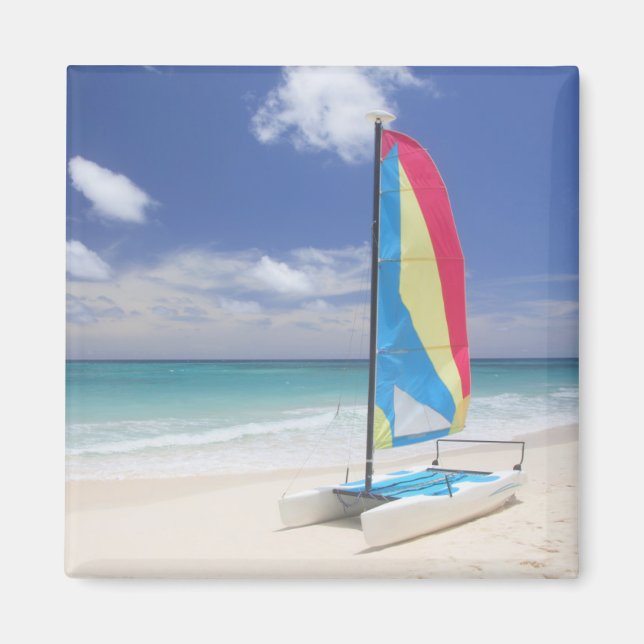 Aimant View of Beach With Sailboat (Devant)