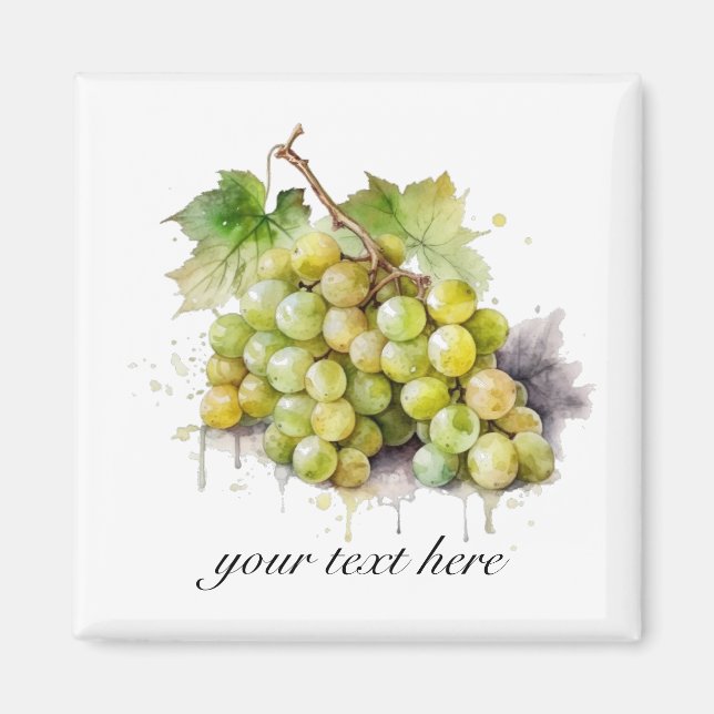 Aimant Vignoble aquarelle raisins, sur mesure (Devant)