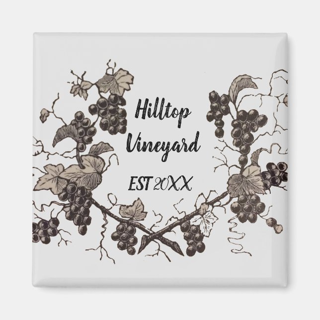 Aimant Vignoble Vignoble Vigne Croquis Vignoble Etching V (Devant)
