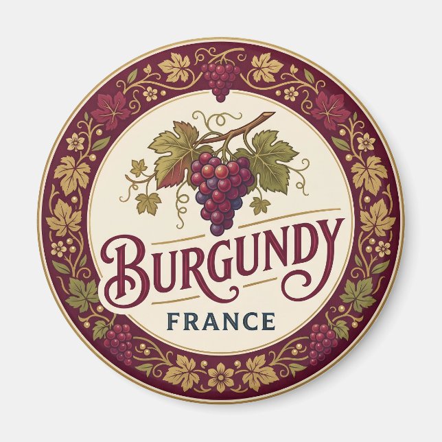 Aimant Vignobles de Bourgogne, Côte d'Or France (Devant)