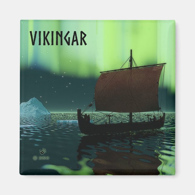 Aimant Viking Navire Et Lumières Du Nord (Devant)