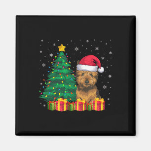 Aimant Vilain Cairer Terrier Santa Hat Feux de Noël Chien
