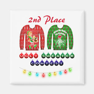Aimant Vilain de Noël moche Sweater Party 2e place