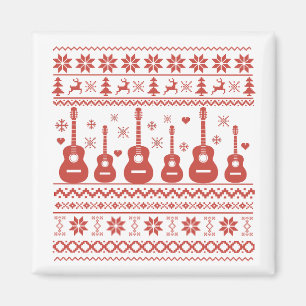 Aimant Vilain joyeux pull de Noël guitare acoustique