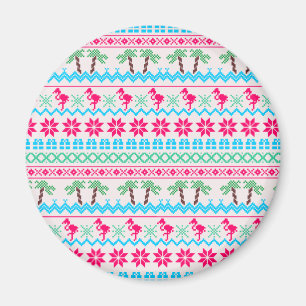 Aimant Vilain pull de Noël Flamant rose Tropical