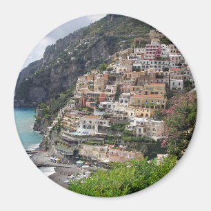 Aimant Village de Positano à l'aimant rond de la côte ama
